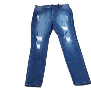 Fashion Nova Jeans medium wash high-rise distressed 36" Waist Women's 3X